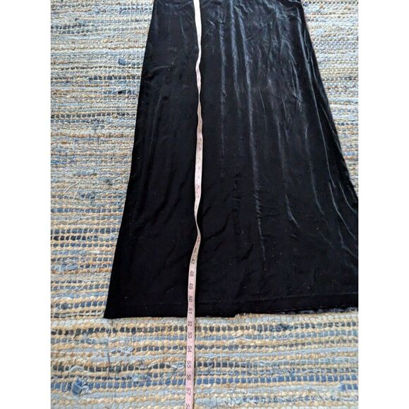 Vtg 90s Whimsigoth Black Velour Maxi Dress Set 12 Tie Front Topper Embroidery Ve - Picture 5 of 11
